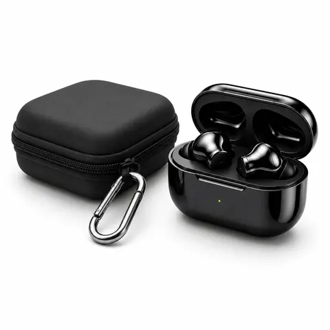 Wireless Bluetooth In-Ear Audio Electronic Stereo Headphones (20kHz), Chargeable Active Noise Cancellation Earbuds with Noise Isolation, Durable Metal Electroplated Build, Built-In Mic, Shockproof Cased Chain Hook, Cable Management, Non-Water Resistant