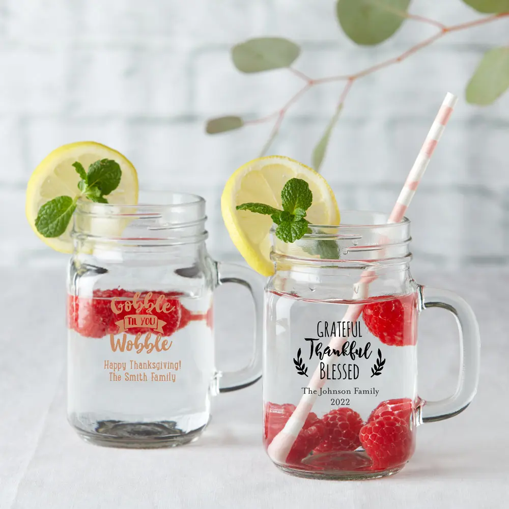 Kate Aspen 30036NA-HLD 5 x 4 in. 16 oz Personalized Mason Jar Holiday Mug - Pack of 12