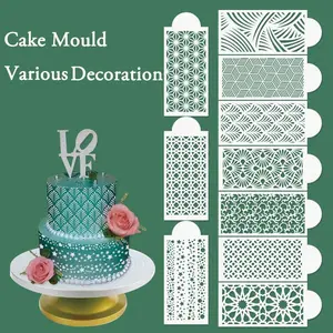 Cake Decorating Mold, 10pcs/set Cake Decorating Stencil, Plastic Cake Decorating Mold, DIY Cake Decorating Tool for Wedding Birthday Party