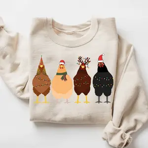 Сute Christmas Chickens Sweatshirt, Christmas Farm Sweatshirt, Funny Christmas Chicken Sweatshirt, Christmas Crewneck, Holiday Sweatshirt, Christmas Gift