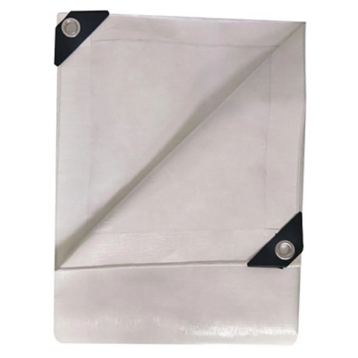 212 MAIN Fire Resistant Fireproof Tarp, 8x10 in, White, Rolled Grommets, Rope Hemmed