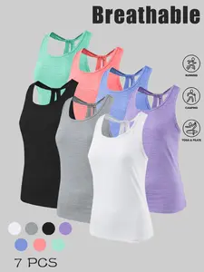 Women's Casual Backless Sports Tank Top, Yoga Sports Vest, Breathable Comfort Moisture-Wicking Sleeveless Base Layer, Sporty Round Neck All Seasons, Workout Activewear