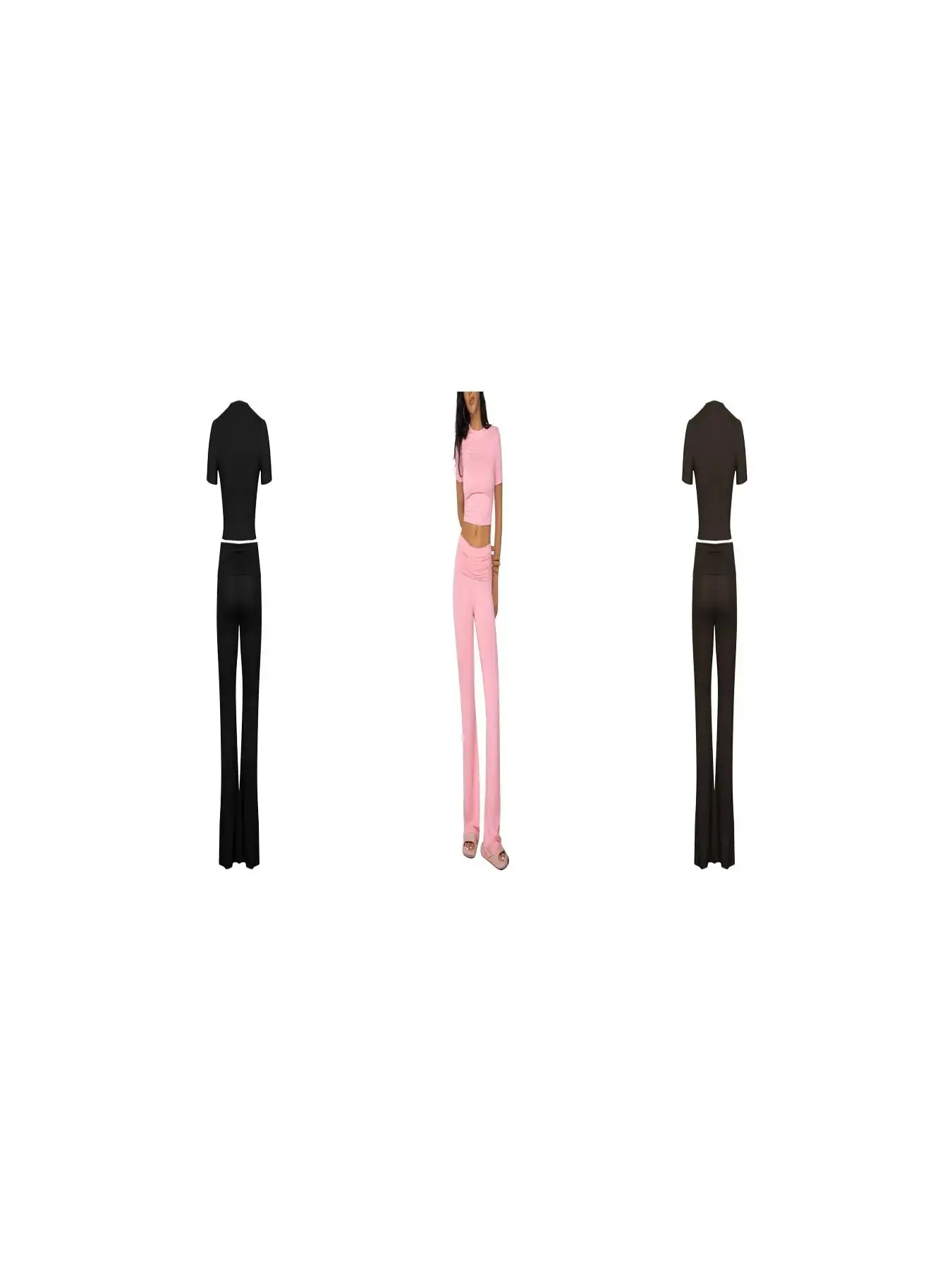 Women's Solid Round Neck Crop Top & Skinny Pants Loungewear Set, Summer Outfits 2024, Casual Comfy Pyjama Set for Women, Comfy Loungewear Set for Wome