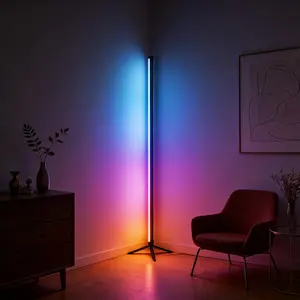 1pc Corner Floor Lamp 39.37" (100cm) Modern RGB LED Mood Lighting With Music Sync, Press Key Control, USB Power Supply, For Living Room, Bedroom, Game Room, Halloween Christmas Gift