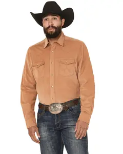 Wrangler Men's Retro Men'S Solid Corduroy Long Sleeve Snap Western Shirt - 112369587