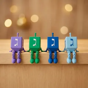 Poseable Dreidel Figurine with Legs | Articulated Hanukkah Shelf Sitter |  Jewish Gift