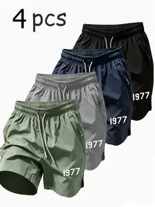 1977 Print Quick-Dry Fitness Shorts, Sporty Slim-Fitting Outdoor & Home Leisure Shorts, All-Season Comfortable Clothing