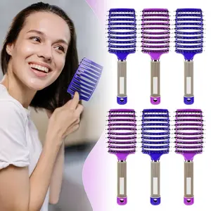 6pcs Vented Detangling Brush Suitable for Women & Men - Wet/Dry Hair Brush with Fast-Drying Technology, Scalp Massager for Curly/Thick/Thin Hair (Purple & Blue) - Post-Shower Styling for Wet or Dry Hair