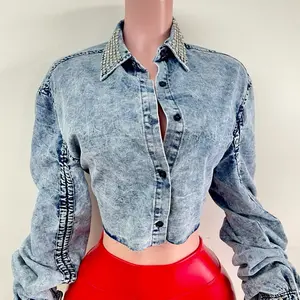 Jacket - Women's Casual Denim Top with Button Front and Ties, Stylish Design for Versatile Wear - Womenswear, Tops