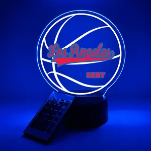 Los Angeles Basketball Team, UV Printed, Personalized, Multi-Color Light Up Acrylic Display, Desk, Den, Man cave, Room, Gift Décor, For Boyfriend, Girlfriend, Him, Her, Kid Friendly, Birthday, Anniversary, Christmas, Wedding, Favorite
