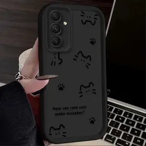 Cat Dog Lovely Line Phone Case For Samsung Galaxy A54 A05 A05S A34 A24 A14 A53 A33 A23 A13 A52 A52S A71 A51 A31 A50 Back Cover and Iphone models