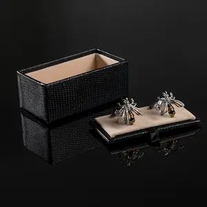 New High-end Diamond-encrusted Bee Color Oil-dripping Metal Cufflinks, French Cufflinks, Suitable for Workplace, Dating, Weddings, Leisure, Etc