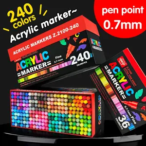 Acrylic Paint Markers Set, 36-240 Colors 0.7mm Fine Tip Pens for Rock Painting Wood Glass Paper DIY Crafts Art Supplies Drawing Art Materials