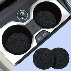 2 or 4 Pcs Leopard Print Car Interior Coasters, Absorbent Neoprene, Easy to Clean, Gift for Him or Her, Car Accessories