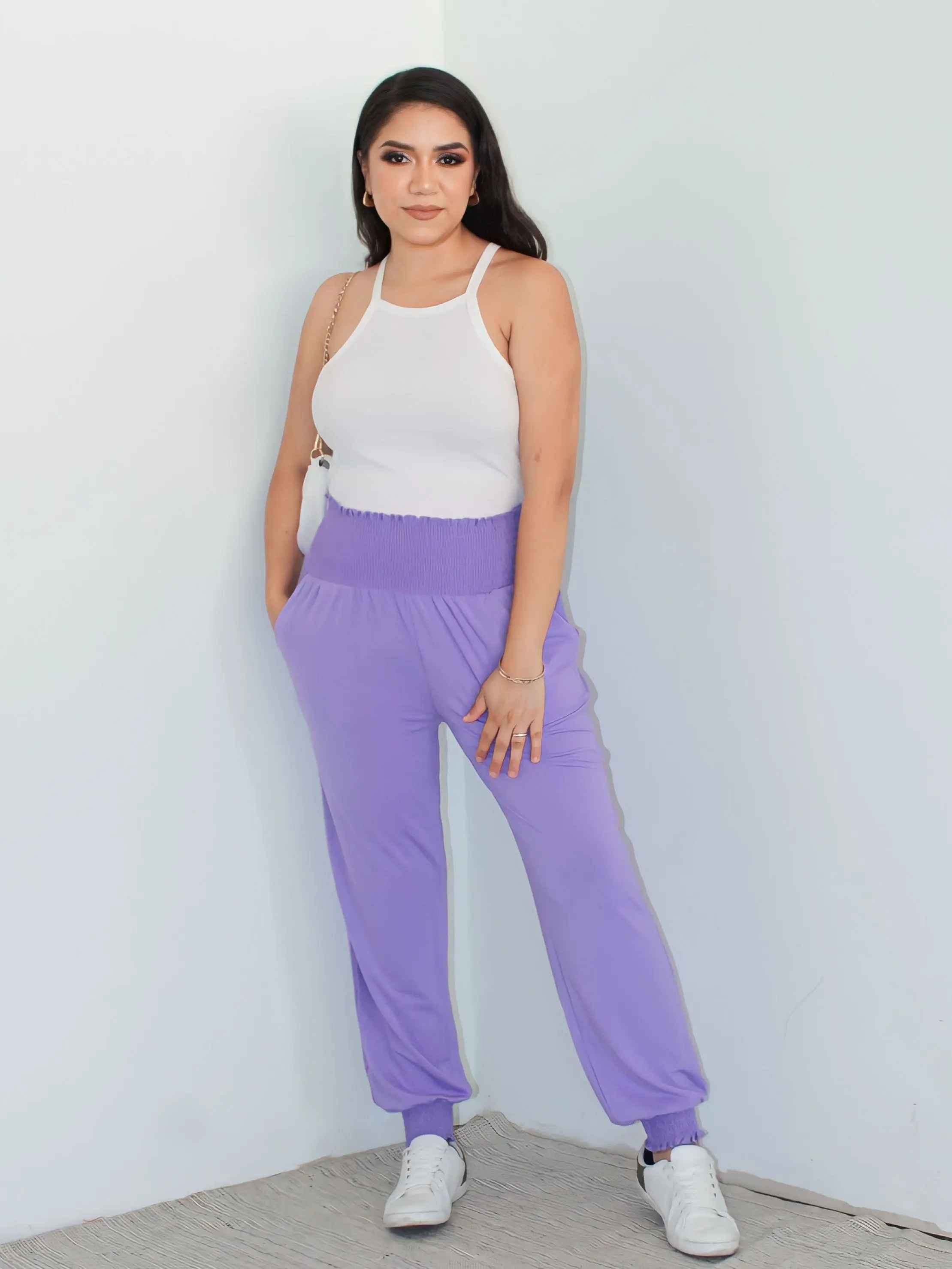 Lavender Smocked Jogger Pants