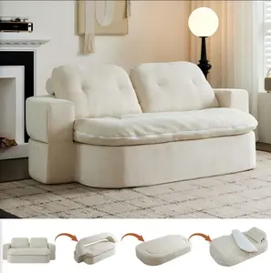 Modern Convertible Folding Sofa Bed 79 Full Size Floor Sleeper Couch Chenille Full Foam Futon Loveseat for Living Room Bedroom No Assembly Required
