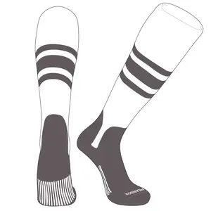PEAR SOX OTC Baseball Softball Stirrup Socks (B, 5in) White, Graphite, Graphite, Graphite