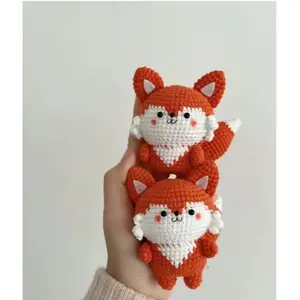 Handmade Crochet Fox Amigurumi - Cute Kawaii Knitted Plushie Animal Stuffed Toy Gift
