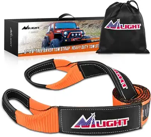 Nilight 3" x 8' Tree Saver Tow Strap Lab Tested 31,500lbs Break Strength Heavy Duty Off road Straps with Triple Reinforced Loop  Towing Rope of Mind for SUV, UTV, ATV, Truck