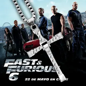 Dominic Toretto the Fast and the Furious Celebrity Vin Diesel Item Crystal Jesus Men Cross Pendant Necklace Gift Jewelry