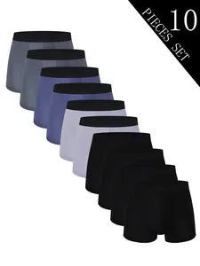 Men's Fashion Underwear Set, Elastic Briefs Breathable Soft Comfortable Shorts, Casual All Seasons Innerwear, Daily Briefs Set, 10 Pieces