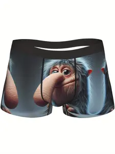 Men'S Elephant & Banana Print Boxer Briefs - Soft, Breathable, Stretch Fabric with Vibrant Design for Enhanced Comfort, Novelty Underwear, Novelty Underwear | Playful Design | Smooth Texture