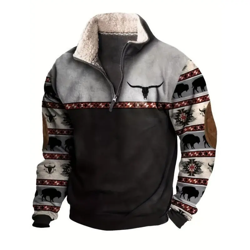 Men's Aztec Bull Skull Hoodie Cotton Fabric Knit Pullover Long Sleeve Sweatshirts Menswear Vacation Outfits For Daily Wear Outdoor Gatherings Cool Weather Comfort Fit Soft Warm Trendy Design Ideal For Casual Occasions Men's Daily Looks Men's Aztec Bull Skull Hoodie Cotton Fabric Knit Pullover Long Sleeve Sweatshirts Menswear Vacation Outfits For Daily Wear Outdoor Gatherings Cool Weather Comfort Fit Soft Warm Trendy Design Ideal For Casual Occasions Men's Daily Looks