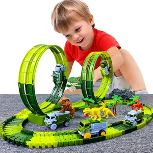 Children Electric Track Toy Car Magic Climbing Dinosaur Car Kids Educational Toys Track Car Train Toys for Children Birthday Gift Truck