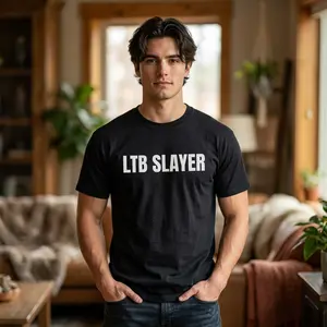 LTB SLAYER T-shirt | Text Graphic Tee, Minimal Black Lettering