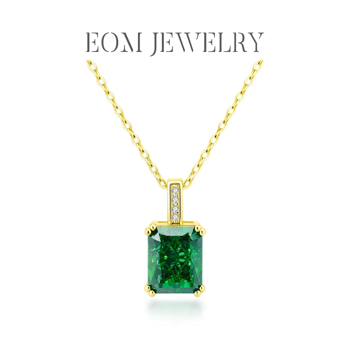 Symphony of Vert Square Pendant Necklace Silver-Plated Cubic Zirconia Jewelry Birthday Wedding Engagement Anniversary Valentine's Day Gift Daily Wear hypoallergenic