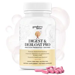 Goodness Lover Digest & Debloat Pro - Precision Probiotics & Enzymes for Abdominal Bloating Relief - Vegan Gluten-Free 60 Capsules