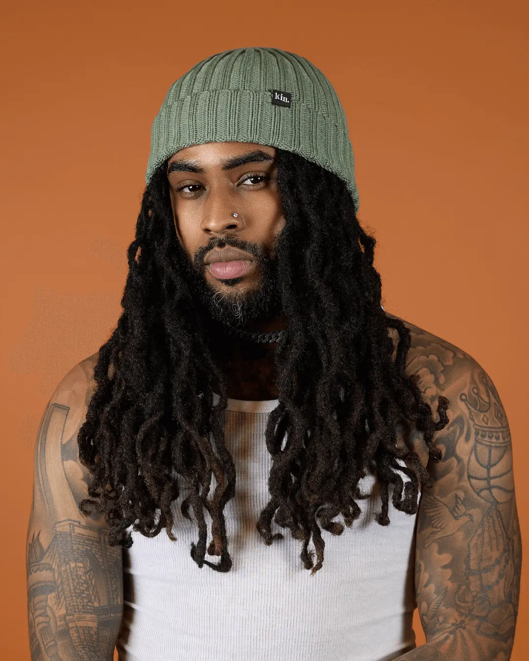 Mint Green Stripe Satin Lined Beanie