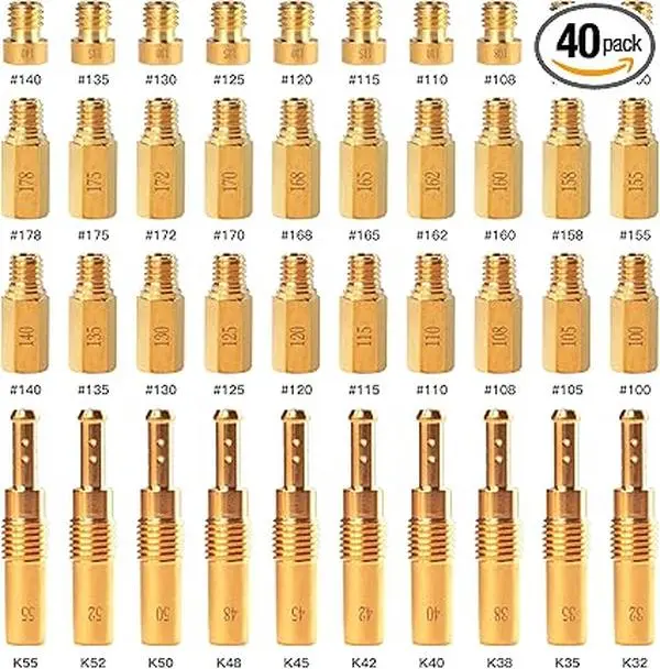 40PCS Carburetor Main Jet & Slow Pilot Jet Kit, Heavy Duty Replacement Set with 30 Main Jets and 10 Slow Pilot Jets for Carburetors, Precision Tuning Kit