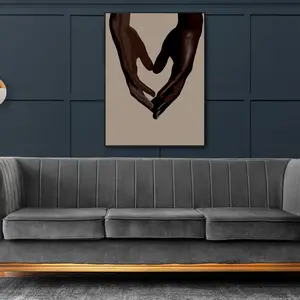 Hand in Hand Pattern Unframed Painting, 1 Count African American Couple Pattern Wall Art, Wall Decor for Home Living Room Bedroom, Ornaments