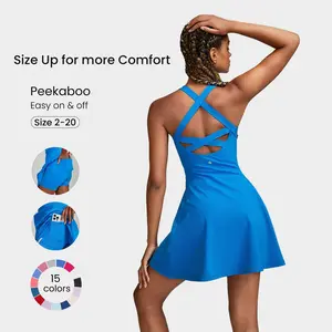 GLOWMODE FeatherFit-Air Peekaboo Mini Dress With Built-In Shorts Pocket Square Neck Anti-Slip Cisscross Plus Size Available TikTokShopBlackFriday