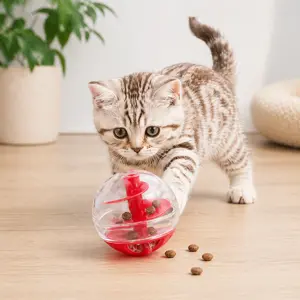 Cat Treat Dispensing Ball Interactive Puzzle Feeder Toy Slow Feeding Cat Toy Food Dispenser Ball for Indoor Cats Kitten Play Toy