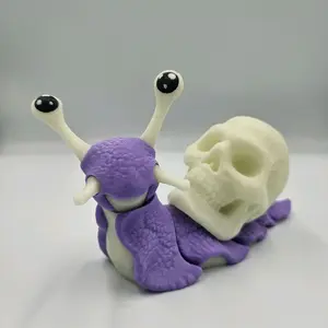 Glow in the Dark Skull Snail – Creepy Cute Desk Decor | Articulated Figure Gift Gothic Halloween Shelf Spooky Ornaments