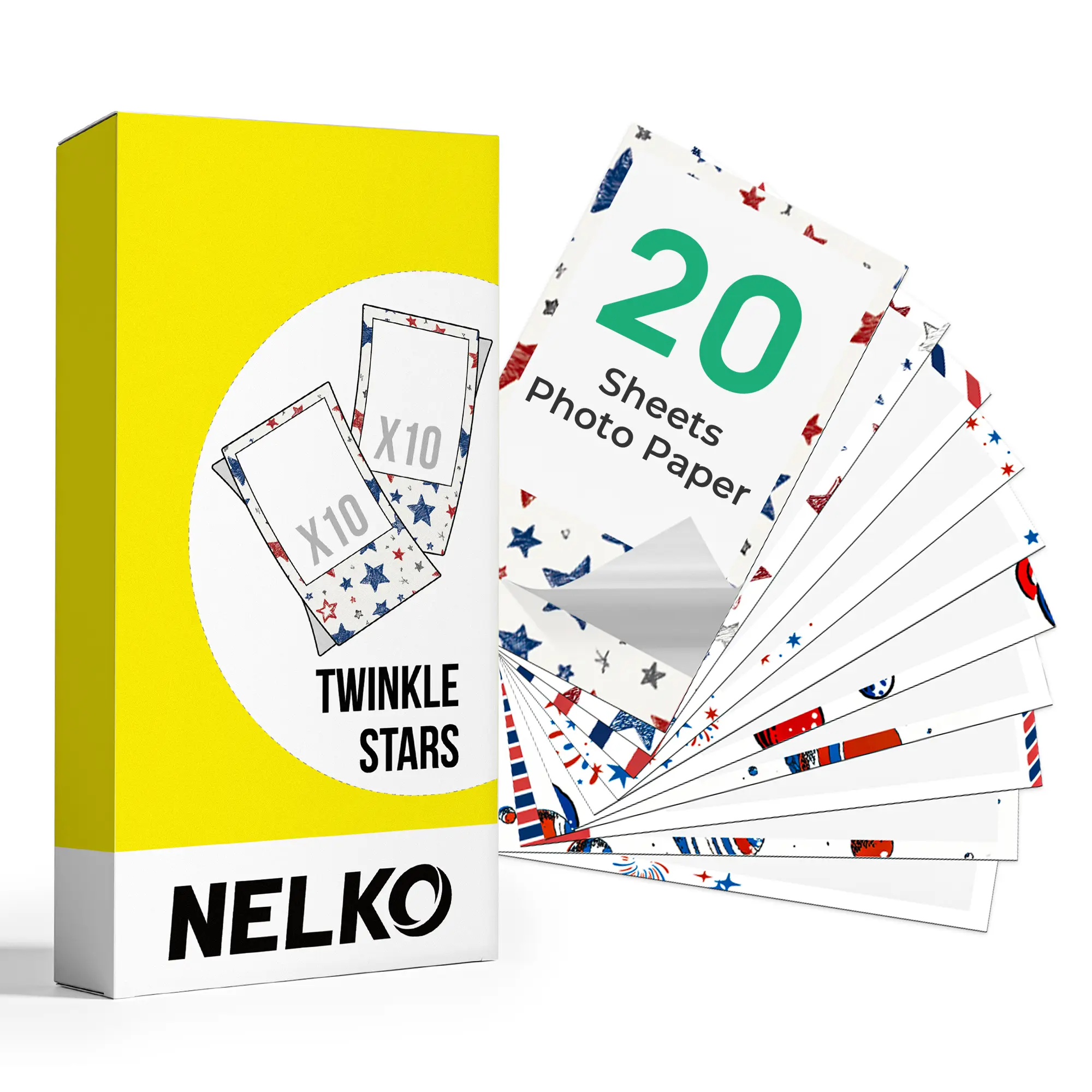 Stick Paper 20 Sheets-Star pattern