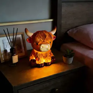 Vinyl LED Cow Night Light for Desk or Home Decor – Soft Glow Chunky Animal Sculpture for Bedside Table, Creative Cozy Ambiance Gift for Home Decor Lovers, Modern Farmhouse Style