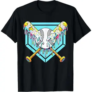 Unisex Boxy Fit Heavyweight TeeBaseball Drip For Boys Ice Cream Drip Youth Boys Baseball T-ShirtFashion	Unisex T-shirts M-5XLClean Look