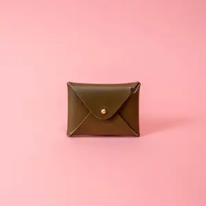 Olive Green Veg Tan Leather Card Wallet