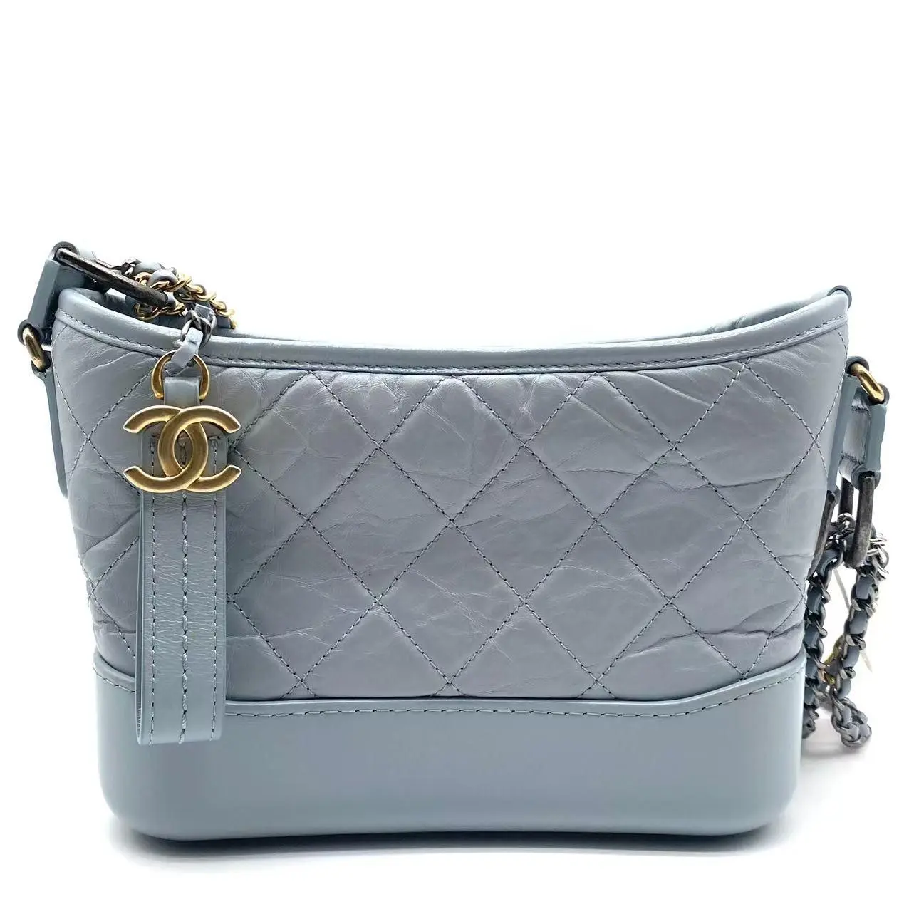 Pre-owned CHANEL Leather Crossbody Bags Medium Gabrielle Hobo Blue