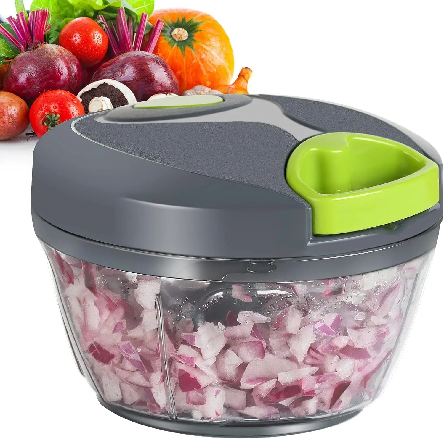 Manual Food Processor Vegetable Chopper, Portable Hand Pull String Garlic Mincer Onion Cutter for Veggies, Ginger, Fruits, Nuts, Herbs, etc., 2 Cup Kitchen Utensils -  Multi-Functional , Chopping Tool | Handheld Food Chopper, Kitchen Gadget - Mandolines