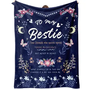 Bestie Gifts for Women Blanket Gift 60 x 50 Inch -Friendship Flannel Throw Blanket Thinking of You Far Away Gifts