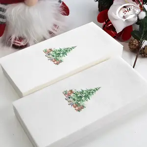 25/50Pcs Disposable Dinner Napkins Linen-Feel Christmas Tree Design for Holiday Family Parties Christmas Party Gift Towels