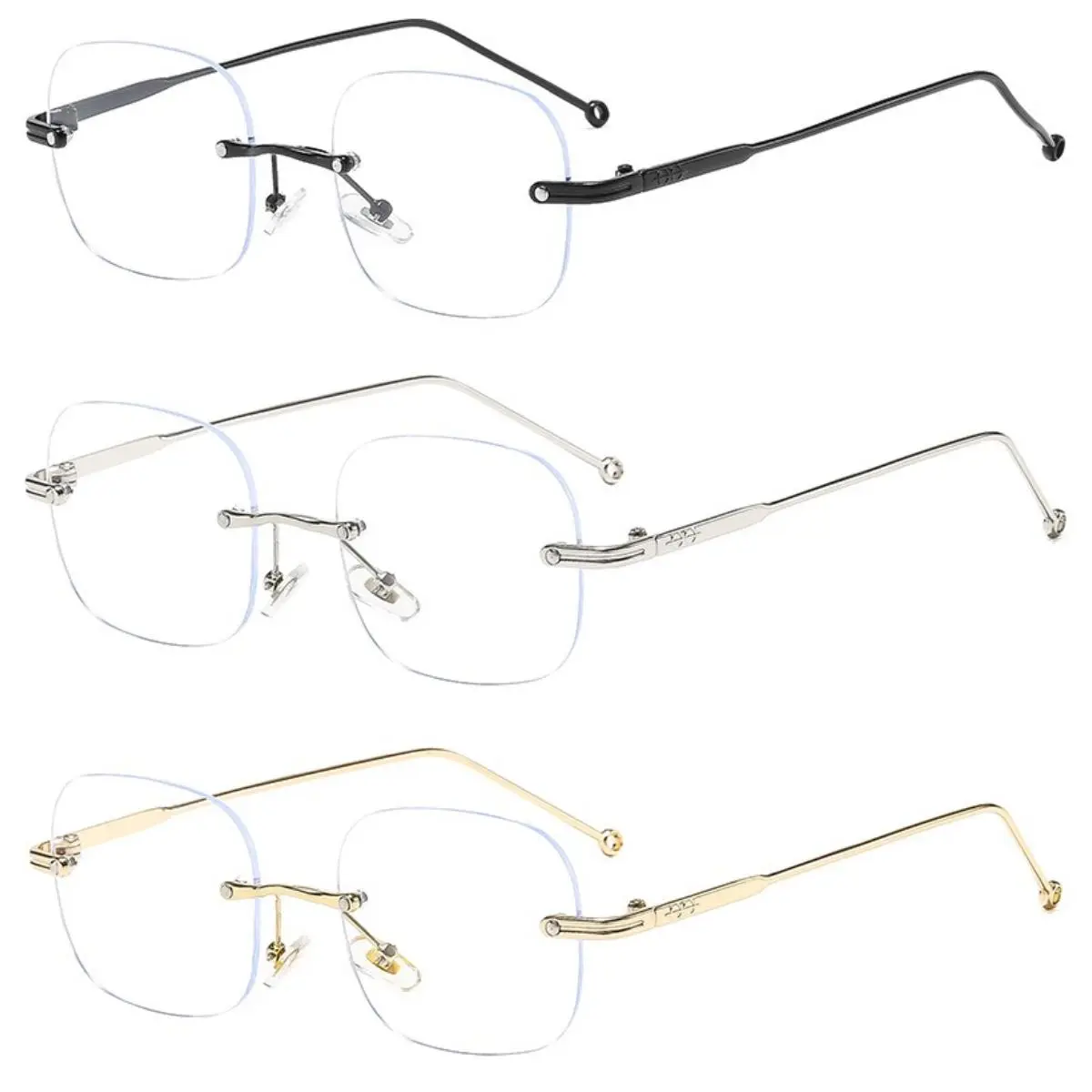 Ultra-Light Rimless Non-Prescription Blue Light Glasses, Minimalist Eyewear for Digital Wellness, Flat Lenses for Extended Screen Time, Barely-There Comfort, Rimless Non-Prescription Glasses