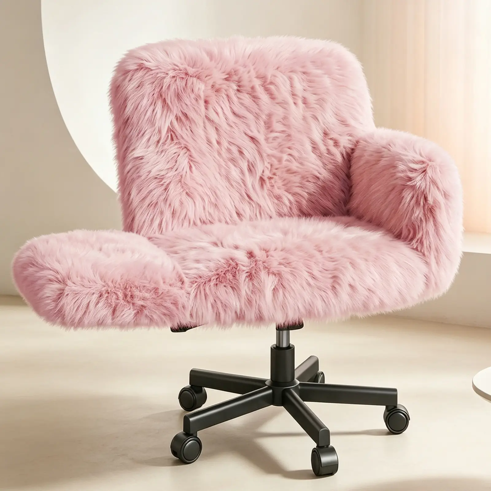 【back to school】Criss Cross Chair with Five-Level Adjustable Arms and Wheels,Comfy Wide Vanity Chair,Cross Legged Desk Chair,Height Adjustable Computer Office Desk Chairs for for Home,Makeup,Bedroom