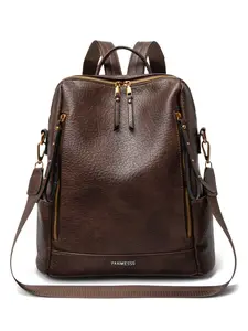 Classic Vintage Women's PU Leather Backpack, Large Capacity Anti-Theft Travel Bag, Fashionable City Commute & Shopping Use, Business Travel Backpack