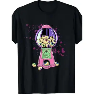 Weirdcore Gumball Shirt Bubble Gum Machine Eyeball Dreamcore T-Shirt | Same Style for Men And Women, Short-Sleeved, Printed, Crew Neck, Vintage Style, Drawing Pattern.