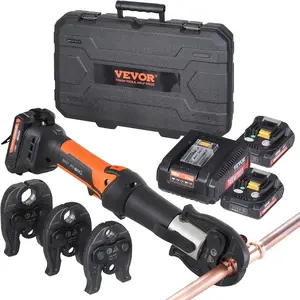 VEVOR Mini ProPress Tool, 18V Electric Pipe Crimping Tool for 1/2", 3/4", 1" Copper Pipes, Press Tool Kit with 3 Pro Press Jaws, 2pcs 2AH Battery, Fast Charger & Carrying Case